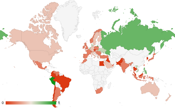 2024년 10월 과학 카테고리 – 국가별 트래픽 패턴 지도