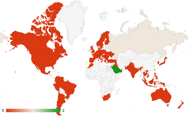 2024년 10월 온라인 커뮤니티 카테고리 – 국가별 트래픽 패턴 지도