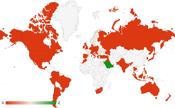 2024년 11월 건강 카테고리 – 국가별 트래픽 패턴 지도