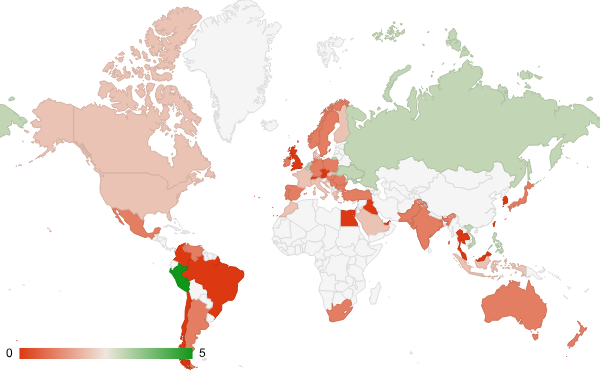 2024년 11월 과학 카테고리 – 국가별 트래픽 패턴 지도