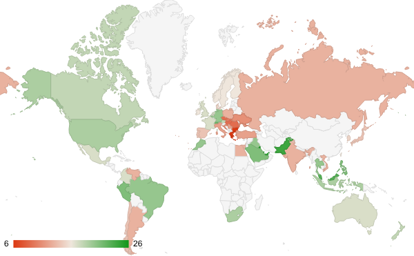 2024년 11월 컴퓨터 및 전자제품 카테고리 – 국가별 트래픽 패턴 지도