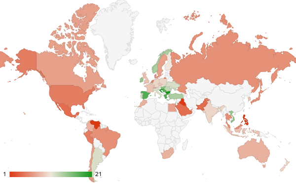2024년 12월 뉴스 카테고리 – 국가별 트래픽 패턴 지도