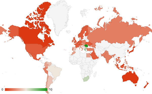 2024년 12월 스포츠 카테고리 – 국가별 트래픽 패턴 지도