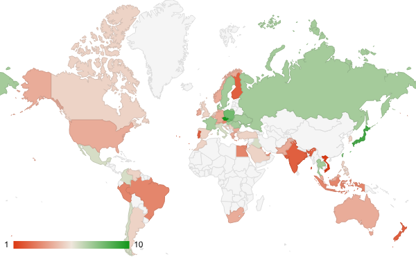 2024년 12월 예술 엔터테인먼트 카테고리 – 국가별 트래픽 패턴 지도