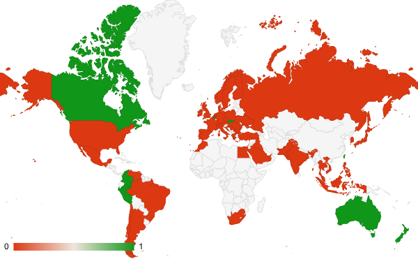 2024년 12월 취업 교육 카테고리 – 국가별 트래픽 패턴 지도