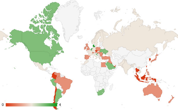 2024년 1월 과학 카테고리 – 국가별 트래픽 패턴 지도