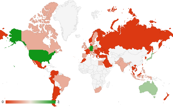 2024년 1월 사업 산업 카테고리 – 국가별 트래픽 패턴 지도