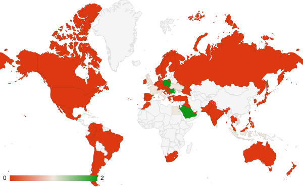 2024년 2월 건강 카테고리 – 국가별 트래픽 패턴 지도