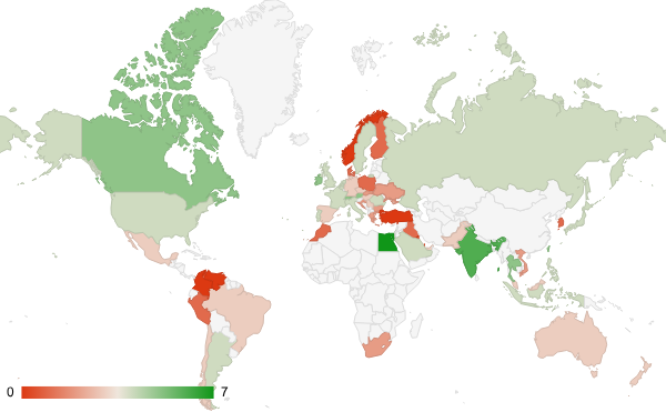2024년 2월 성인 카테고리 – 국가별 트래픽 패턴 지도