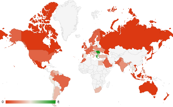 2024년 2월 스포츠 카테고리 – 국가별 트래픽 패턴 지도