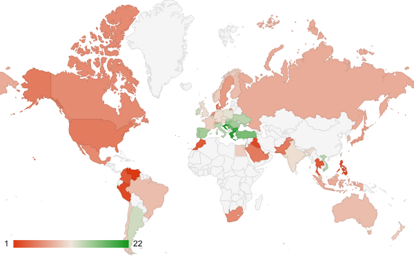 2024년 3월 뉴스 카테고리 – 국가별 트래픽 패턴 지도