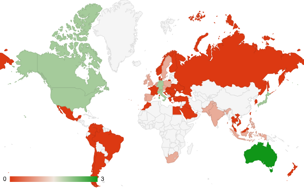2024년 3월 사업 산업 카테고리 – 국가별 트래픽 패턴 지도