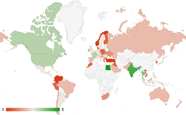 2024년 3월 성인 카테고리 – 국가별 트래픽 패턴 지도