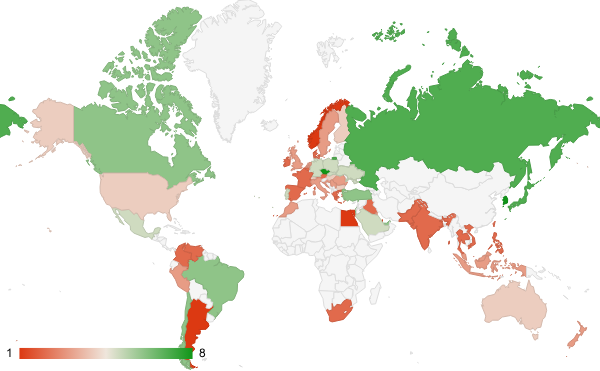 2024년 3월 쇼핑 카테고리 – 국가별 트래픽 패턴 지도