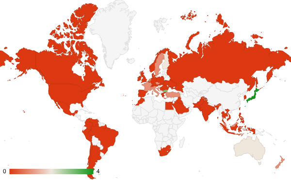 2024년 3월 식음료 카테고리 – 국가별 트래픽 패턴 지도