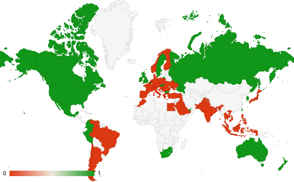 2024년 3월 취업 교육 카테고리 – 국가별 트래픽 패턴 지도