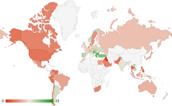 2024년 4월 뉴스 카테고리 – 국가별 트래픽 패턴 지도