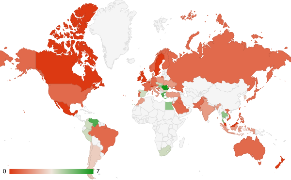 2024년 4월 스포츠 카테고리 – 국가별 트래픽 패턴 지도