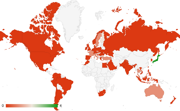 2024년 4월 식음료 카테고리 – 국가별 트래픽 패턴 지도
