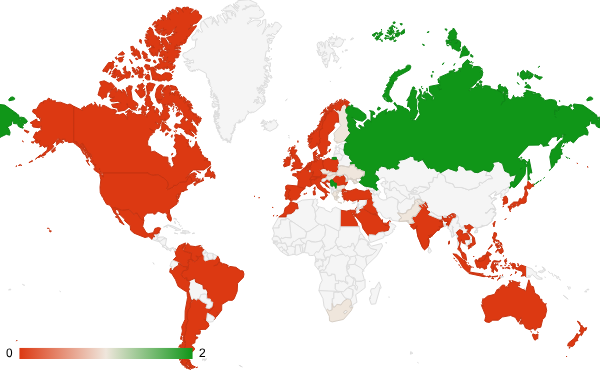 2024년 4월 자동차 카테고리 – 국가별 트래픽 패턴 지도
