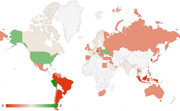2024년 5월 과학 카테고리 – 국가별 트래픽 패턴 지도