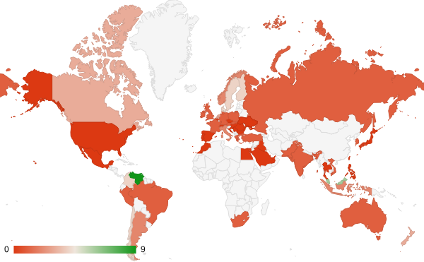 2024년 5월 금융 카테고리 – 국가별 트래픽 패턴 지도