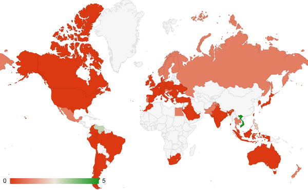2024년 5월 도박 카테고리 – 국가별 트래픽 패턴 지도