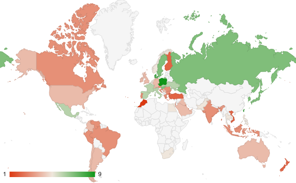 2024년 5월 예술 엔터테인먼트 카테고리 – 국가별 트래픽 패턴 지도