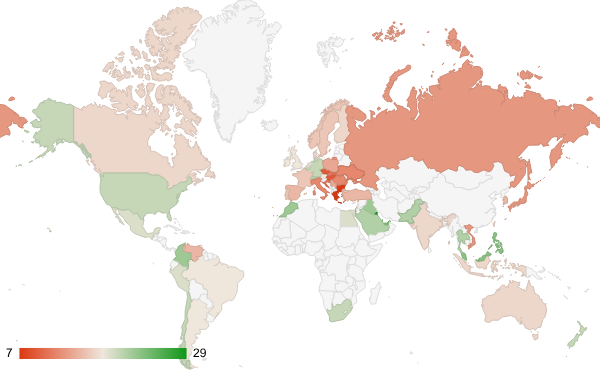 2024년 5월 컴퓨터 및 전자제품 카테고리 – 국가별 트래픽 패턴 지도
