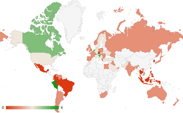2024년 6월 과학 카테고리 – 국가별 트래픽 패턴 지도