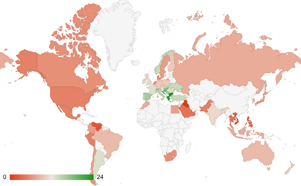 2024년 6월 뉴스 카테고리 – 국가별 트래픽 패턴 지도