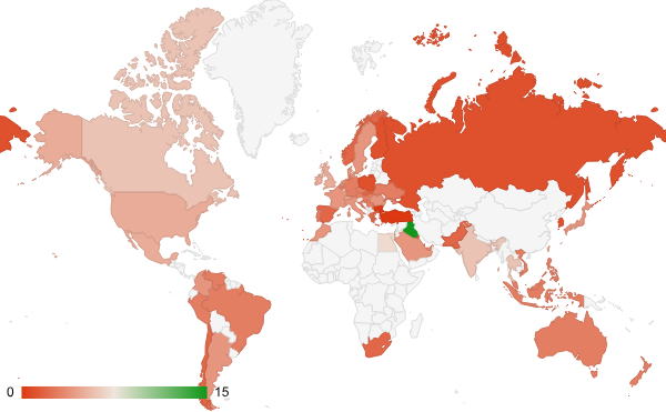 2024년 6월 성인 카테고리 – 국가별 트래픽 패턴 지도