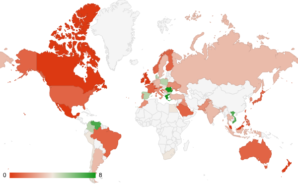 2024년 6월 스포츠 카테고리 – 국가별 트래픽 패턴 지도