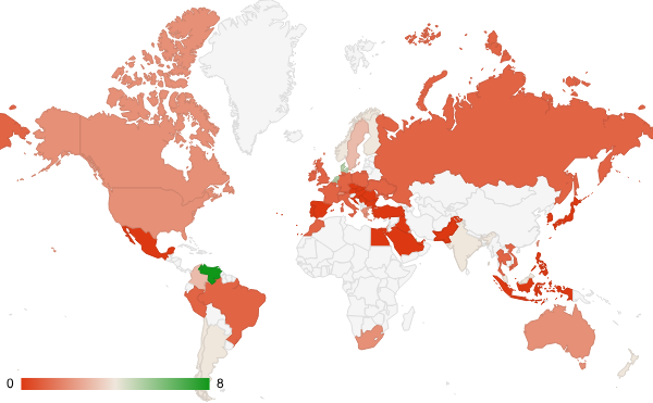 2024년 7월 금융 카테고리 – 국가별 트래픽 패턴 지도