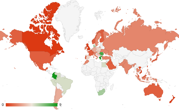 2024년 7월 스포츠 카테고리 – 국가별 트래픽 패턴 지도