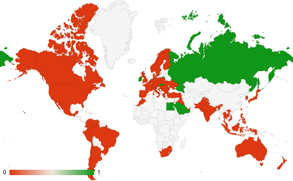 2024년 7월 온라인 커뮤니티 카테고리 – 국가별 트래픽 패턴 지도