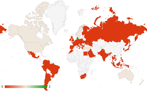 2024년 7월 인테리어 및 조경 카테고리 – 국가별 트래픽 패턴 지도