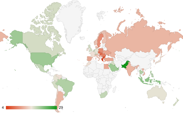 2024년 7월 컴퓨터 및 전자제품 카테고리 – 국가별 트래픽 패턴 지도