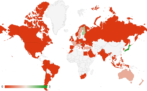 2024년 8월 식음료 카테고리 – 국가별 트래픽 패턴 지도