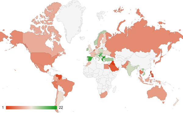 2024년 9월 뉴스 카테고리 – 국가별 트래픽 패턴 지도