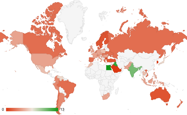 2024년 9월 성인 카테고리 – 국가별 트래픽 패턴 지도
