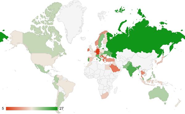 2025년 10월 컴퓨터 및 전자제품 카테고리 – 국가별 트래픽 패턴 지도