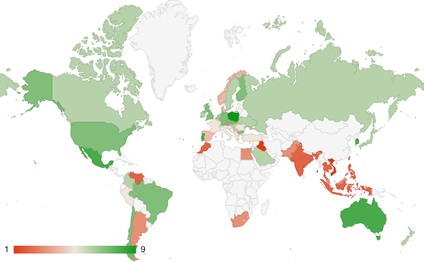 2025년 11월 쇼핑 카테고리 – 국가별 트래픽 패턴 지도
