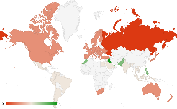 2025년 12월 인공지능 카테고리 – 국가별 트래픽 패턴 지도