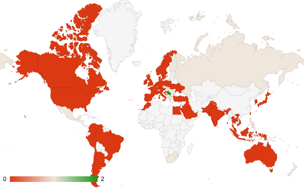 2025년 12월 자동차 카테고리 – 국가별 트래픽 패턴 지도