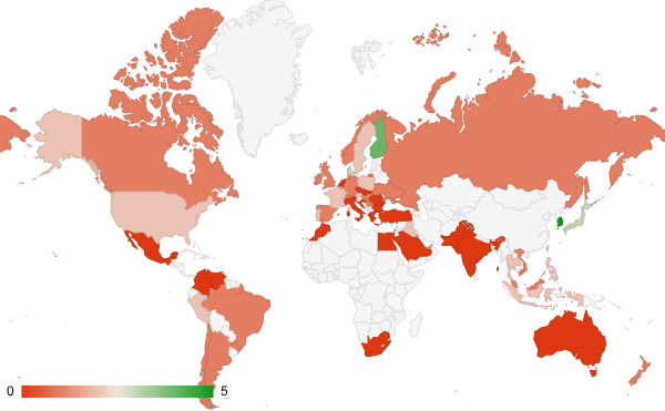 2025년 1월 게임 카테고리 – 국가별 트래픽 패턴 지도