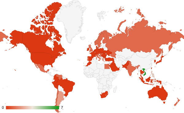 2025년 1월 도박 카테고리 – 국가별 트래픽 패턴 지도