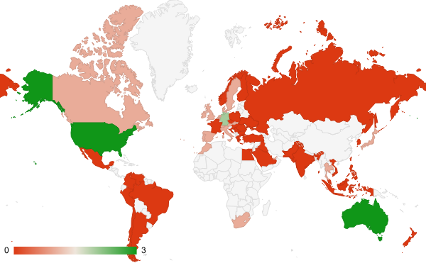 2025년 1월 사업 산업 카테고리 – 국가별 트래픽 패턴 지도
