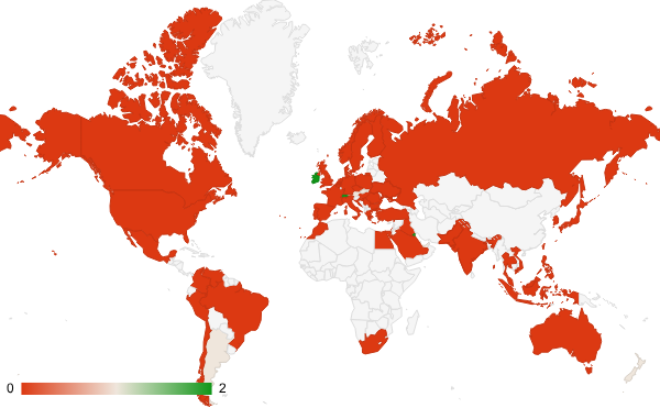 2025년 1월 여행 카테고리 – 국가별 트래픽 패턴 지도