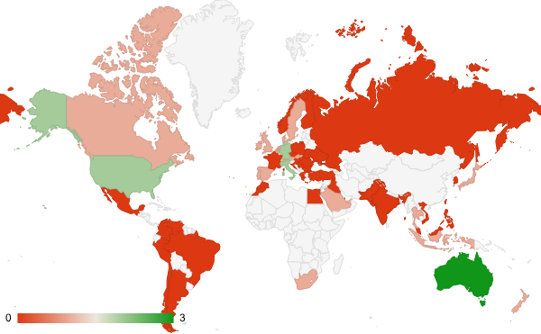 2025년 2월 사업 산업 카테고리 – 국가별 트래픽 패턴 지도